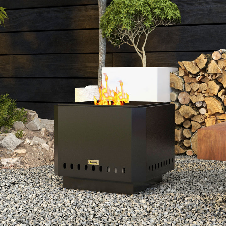 Smokeless Fire Pit, 48 cm Portable Wood Burning Firepit, Square Metal 