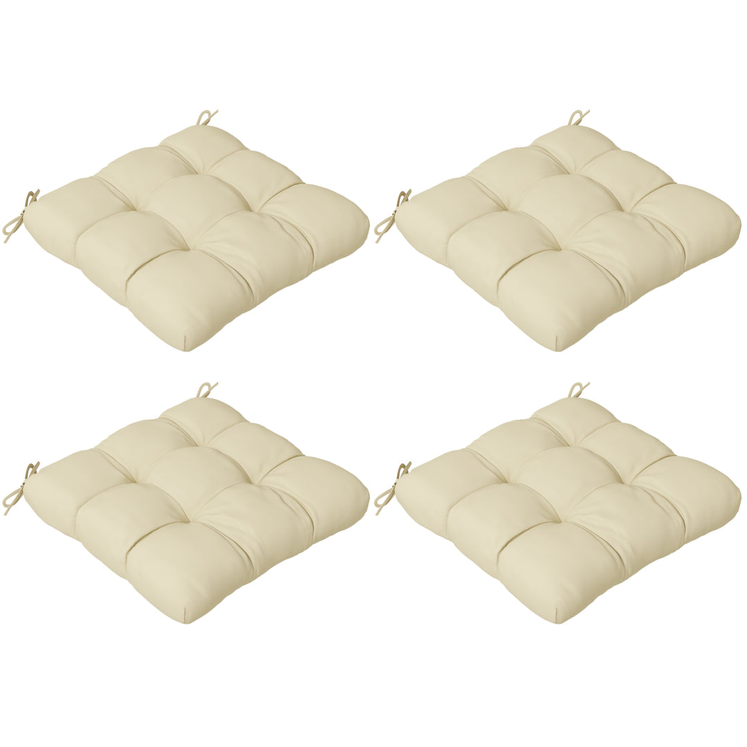 4-Piece Seat Cushion Pillows Replacement, Patio Chair Cushions Set with Ties for Indoor Outdoor, Beige