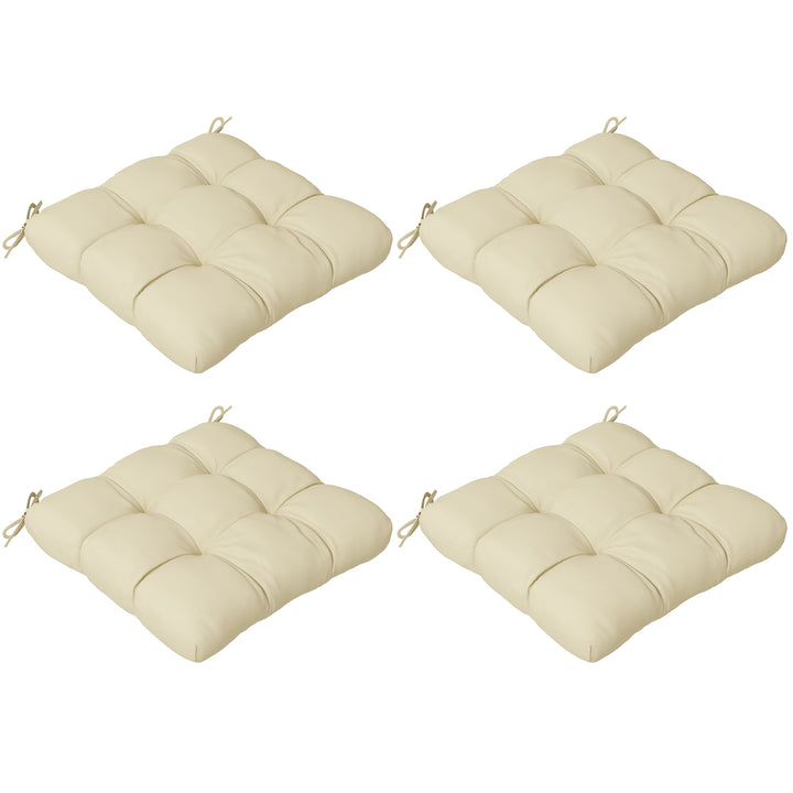 4-Piece Seat Cushion Pillows Replacement, Patio Chair Cushions Set with Ties for Indoor Outdoor, Beige