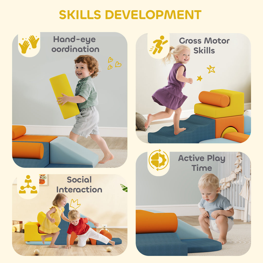 9-Piece Soft Play Set, Kids Soft Play Foam Blocks with Detachable Cove