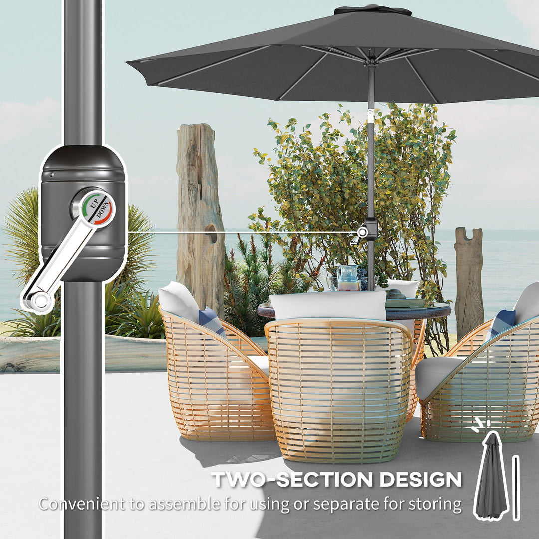 MCL 3(m) Tilting Parasol Garden Umbrellas, Outdoor Sun Shade with 8 Ribs, Tilt and Crank Handle for Balcony, Bench, Garden, Dark Grey