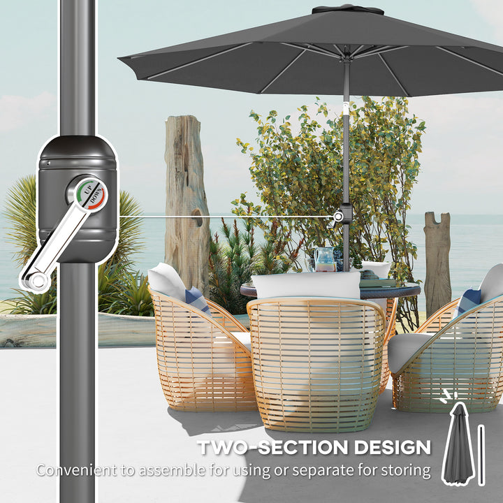 MCL 3(m) Tilting Parasol Garden Umbrellas, Outdoor Sun Shade with 8 Ribs, Tilt and Crank Handle for Balcony, Bench, Garden, Dark Grey