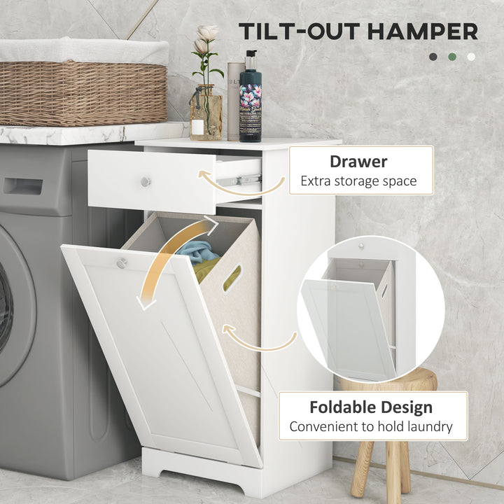 Single Hamper Laundry Storage Cabinet - White