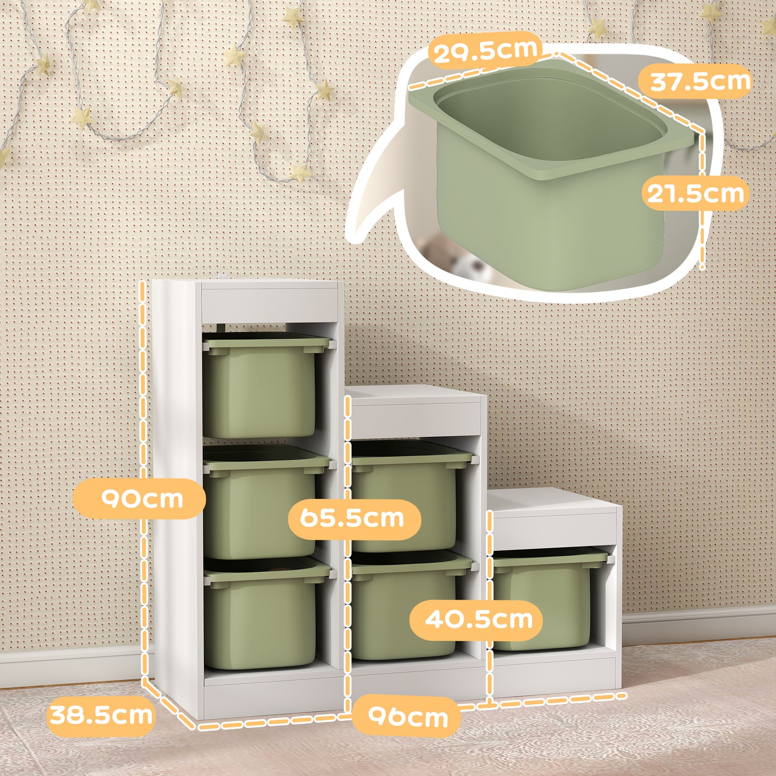 Toy Storage Organiser, Three-Layer Kids Toy Storage Units, with Remova