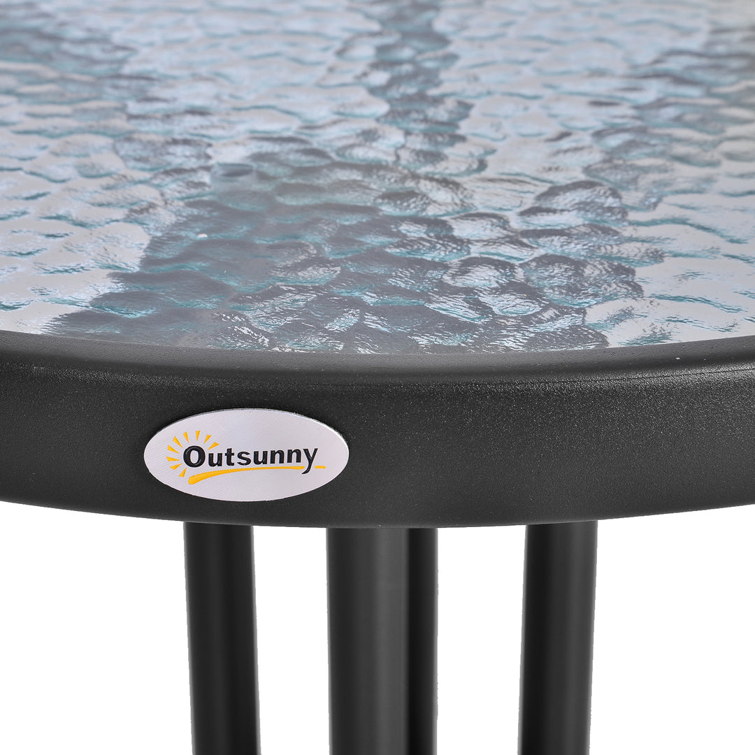 Bistro Coffee Table Outdoor Tempered Glass Top Table Garden Round Dining Table - 60cm Diameter