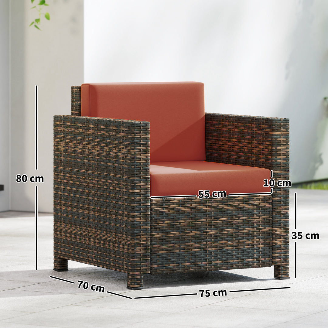 PE Rattan Garden Armchair with Cushion