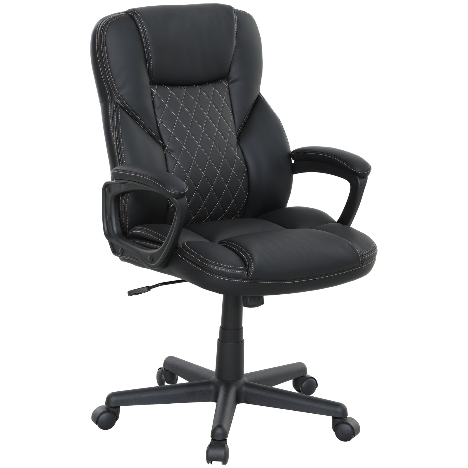 High Back Executive Office Chair, PU Leather Swivel Desk Chair with Tilt Function, Armrests and Adjustable Height for Home Office, Black