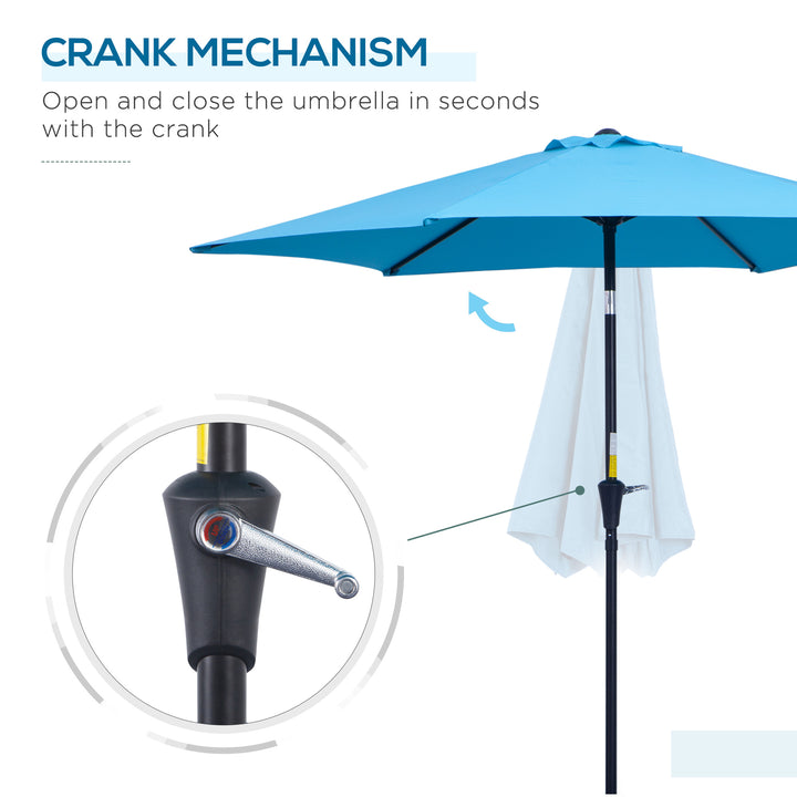 2.6M Garden Parasol Umbrella with Tilt and Crank, Outdoor Sun Parasol Sunshade Shelter with Aluminium Frame, Blue