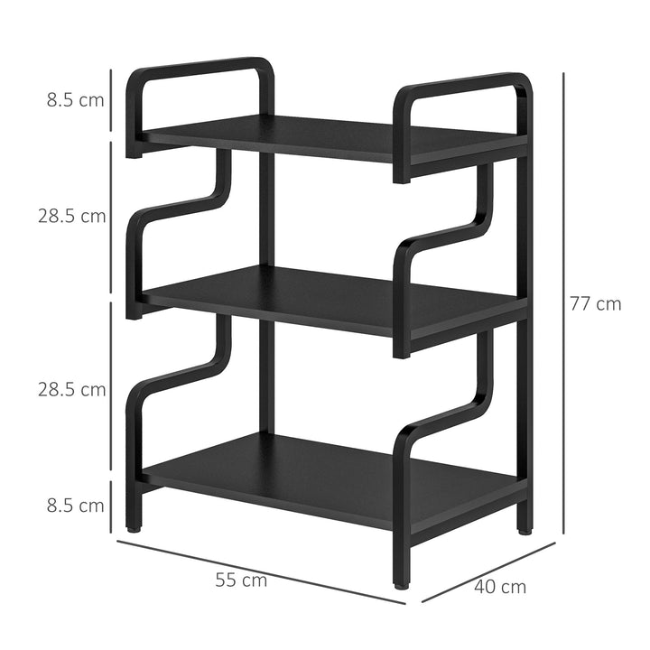 HOMCOM 3-Tier Storage Shelves, Metal Shelving Unit, Industrial Printer Table for Home Office, Display Rack for Living Room, Black | Aosom UK