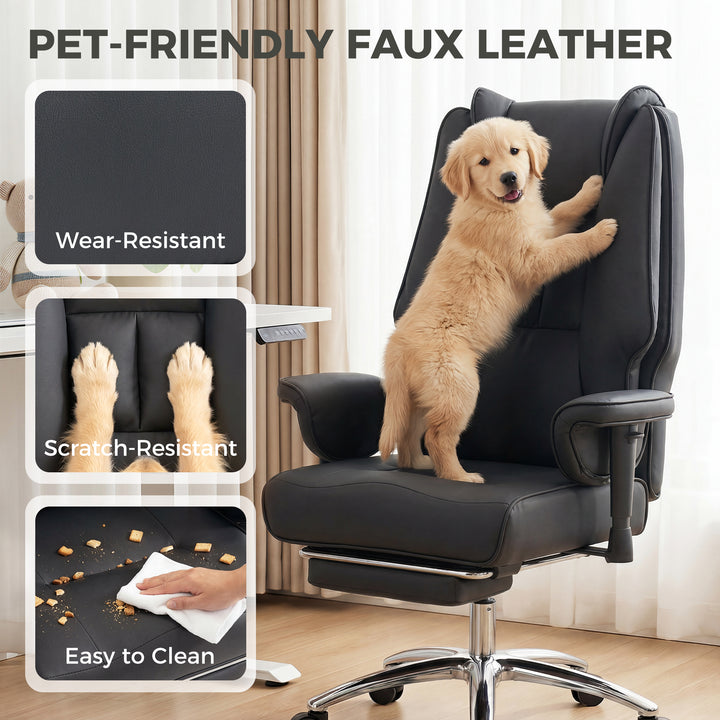 Executive Office Chair, Reclining Desk Chair with Footrest, Adjustable