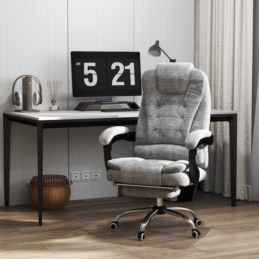 Heated 6 Points Vibration Massage Executive Office Chair Adjustable Swivel Ergonomic High Back Desk Chair Recliner with Footrest