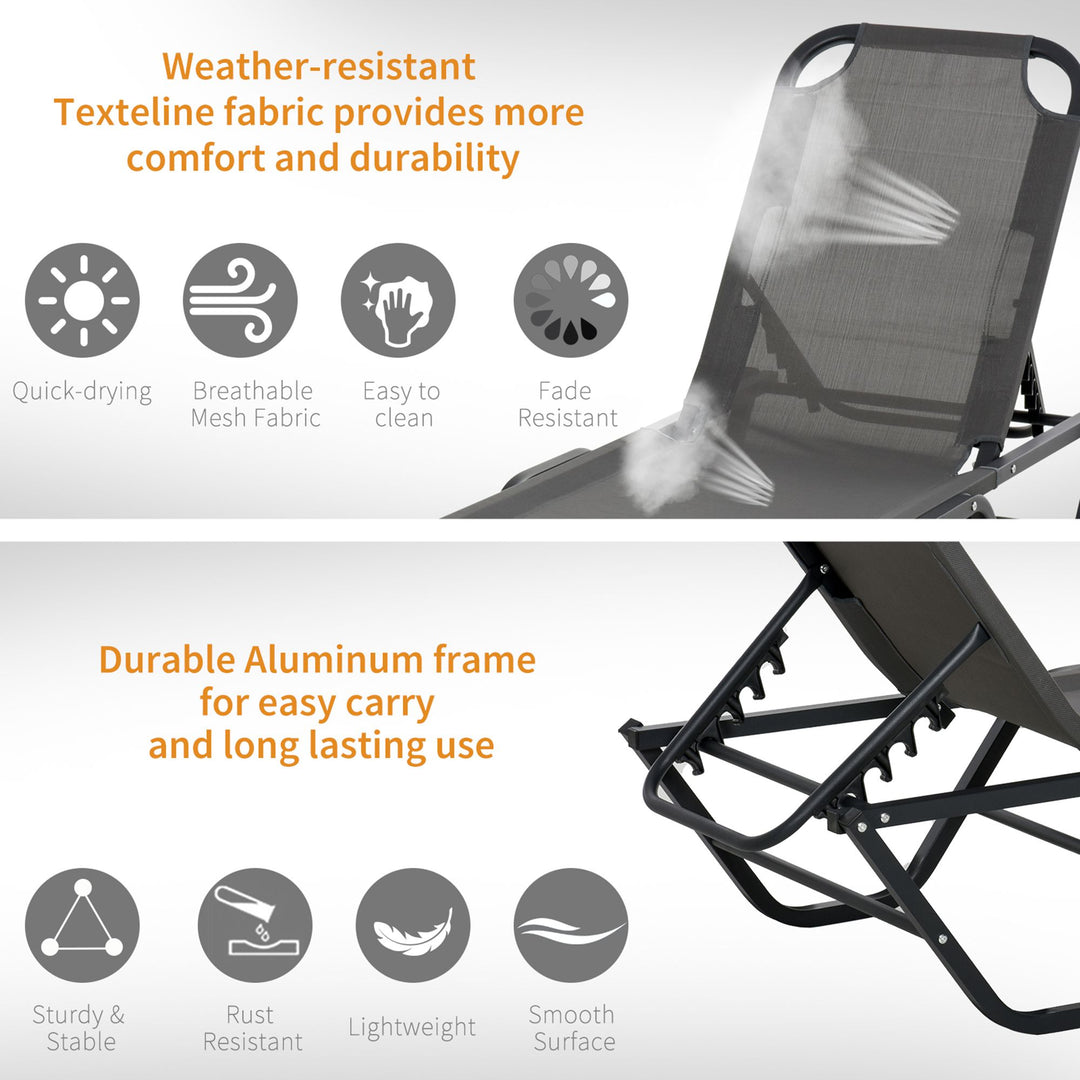 MCL Sun Lounger Relaxed Recliner with 5-Position Adjustable Backrest Aluminium Frame for Pool, Sun Bathing, Grey