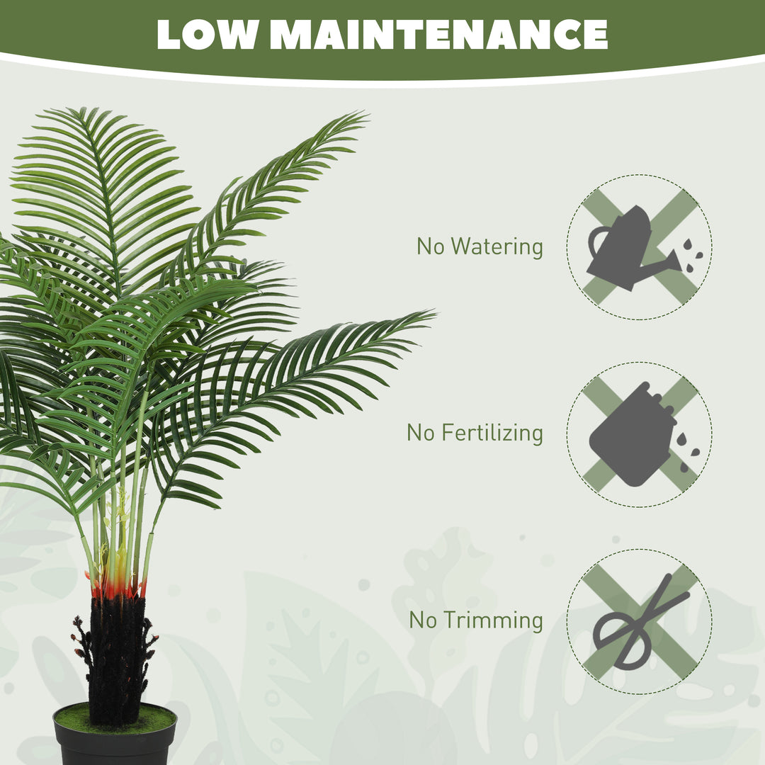120cm Artificial Areca Palm Tree with 9 PE Leaves, Decorative Artificial Plant with Plastic Pot and Flocked Soil, Fake Plant for Home Office Decor, Green