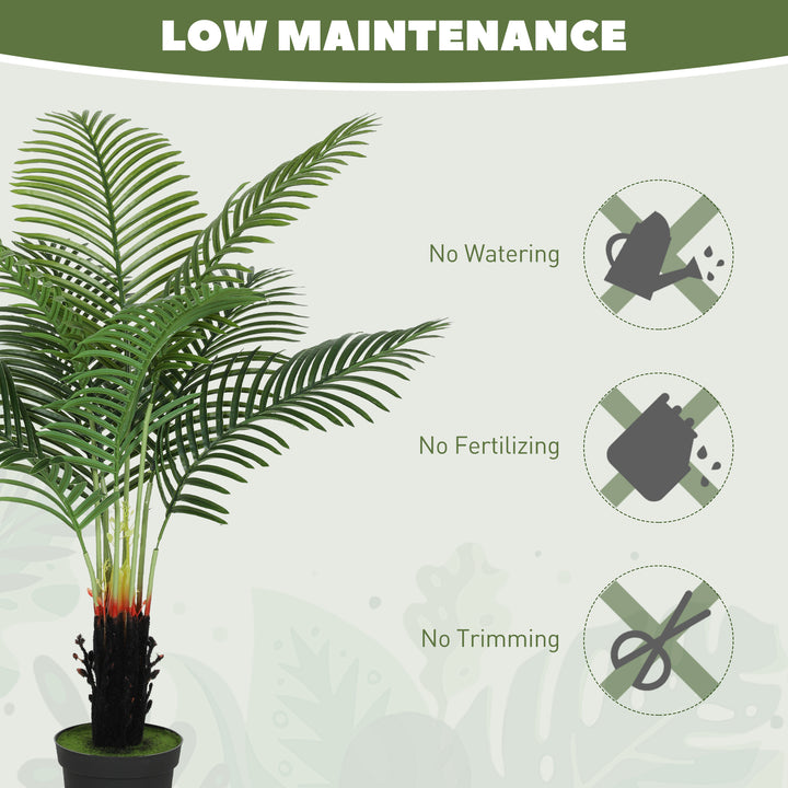 120cm Artificial Areca Palm Tree with 9 PE Leaves, Decorative Artificial Plant with Plastic Pot and Flocked Soil, Fake Plant for Home Office Decor, Green