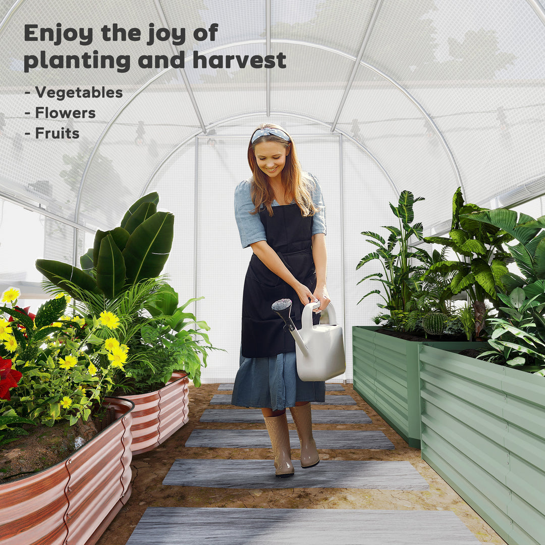 MCL Walk-in Polytunnel Greenhouse Green House with Roll-up Sidewalls, UV-resistant PE Cover, 3 x 2 x 2m, White