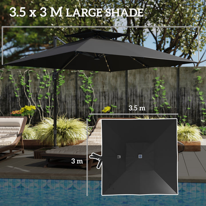 Multi-Angle LED Light Parasol Umbrella - Black