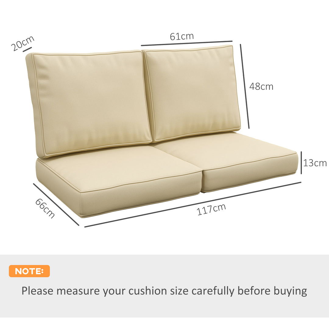 2 Seater Back and Seat Cushion Pillows Replacement, Patio Chair Cushions Set for Indoor Outdoor, Beige