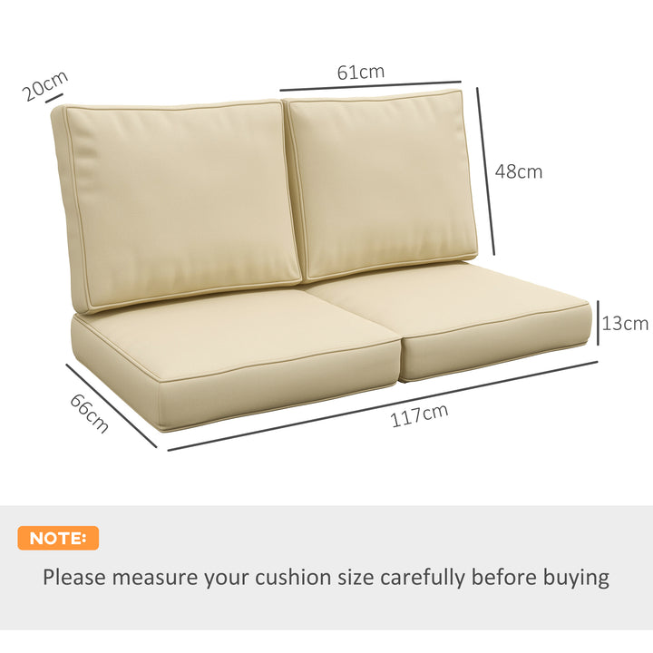 2 Seater Back and Seat Cushion Pillows Replacement, Patio Chair Cushions Set for Indoor Outdoor, Beige