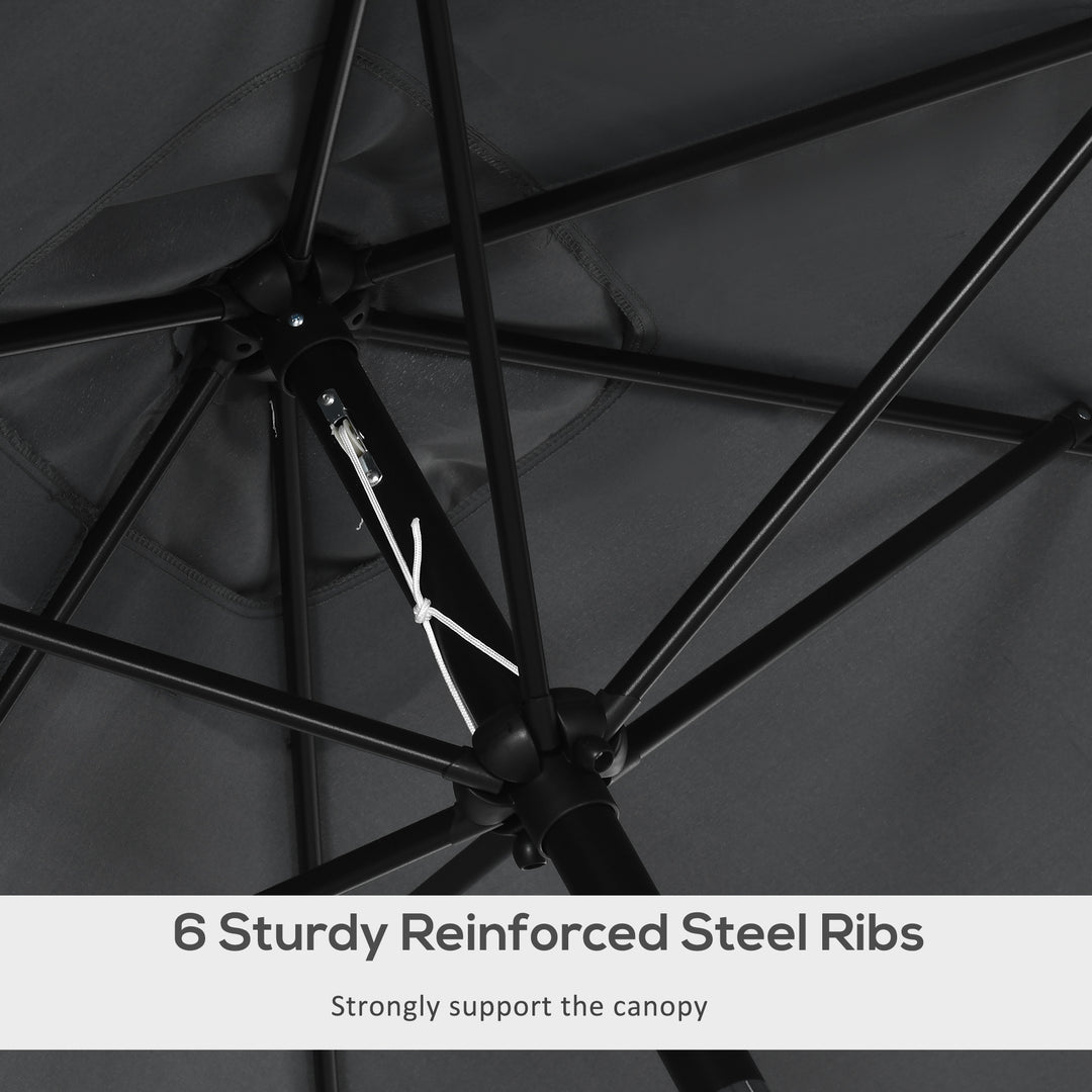 3x2m Patio Parasol Garden Umbrellas Canopy with Aluminium Tilt Crank Rectangular Sun Shade Steel, Black