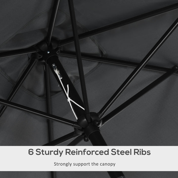 3x2m Patio Parasol Garden Umbrellas Canopy with Aluminium Tilt Crank Rectangular Sun Shade Steel, Black