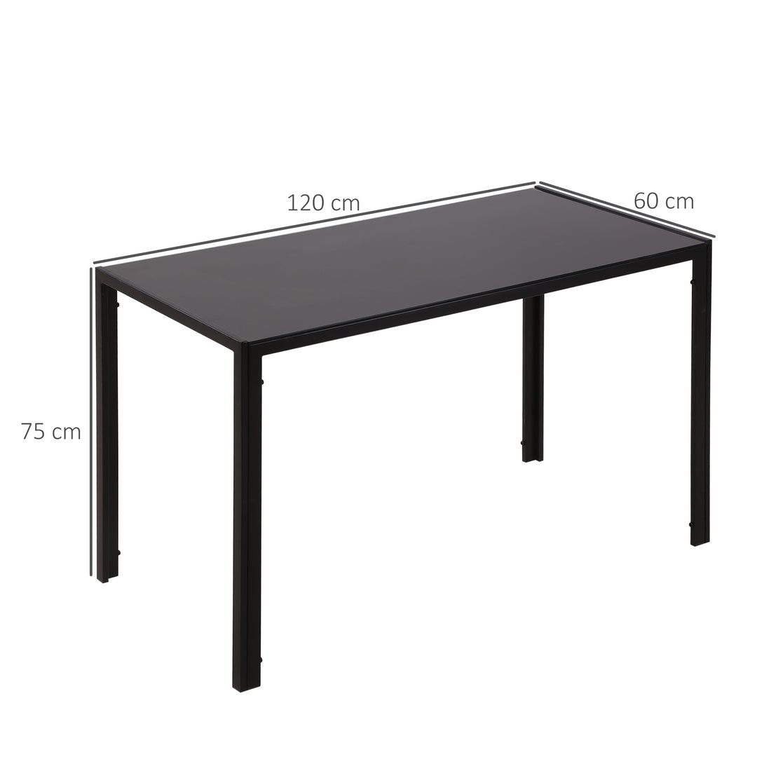 HOMCOM Rectangular Dining Table for 4 People w/ Tempered Glass Top & Metal Legs, Modern Dining Table for Dining Room, Living Room, Black | Aosom UK