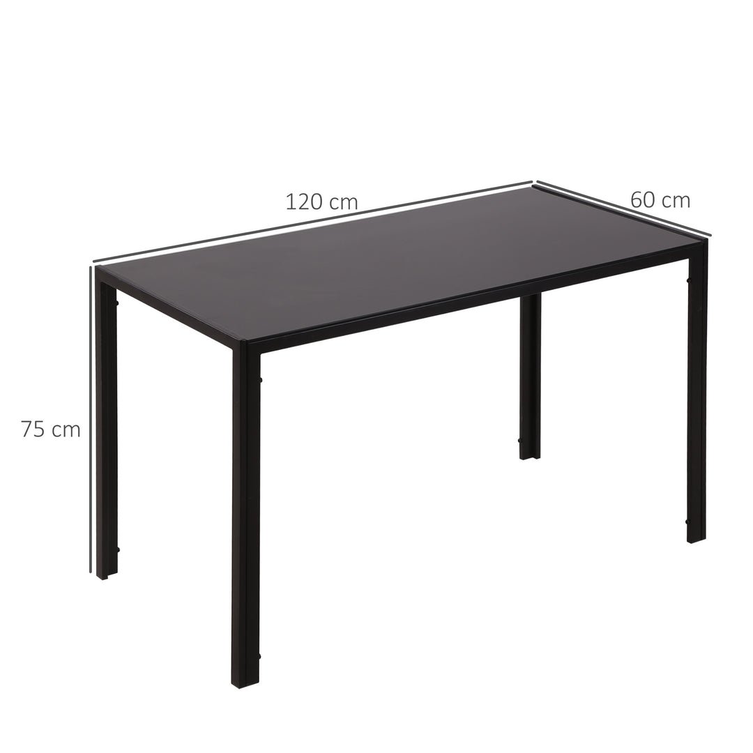 Modern Rectangular Dining Table for 4 People Glass Kitchen Table with Tempered Glass Top and Metal Legs for Dining Room, Living Room (Chairs Not Included)
