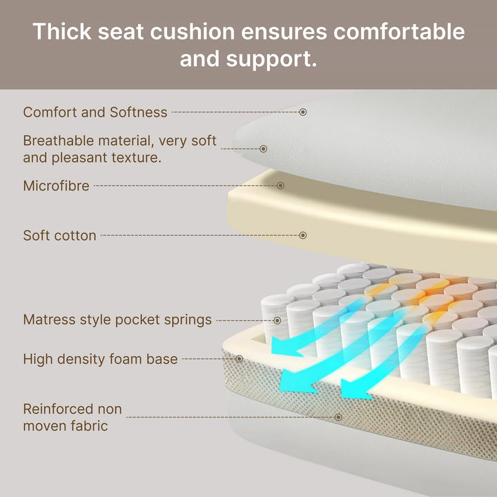 MCL Home Office Chair Microfibre Desk Chair with Reclining Function Armrests Swivel Wheels Footrest Beige