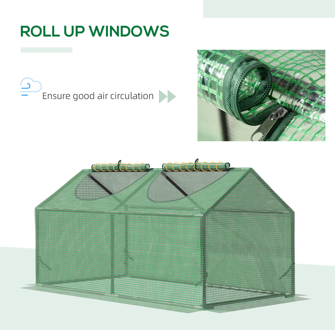 Mini Greenhouse, Small Plant Grow House for Outdoor with Durable PE Cover, Observation Windows, 120 x 60 x 60 cm, Green