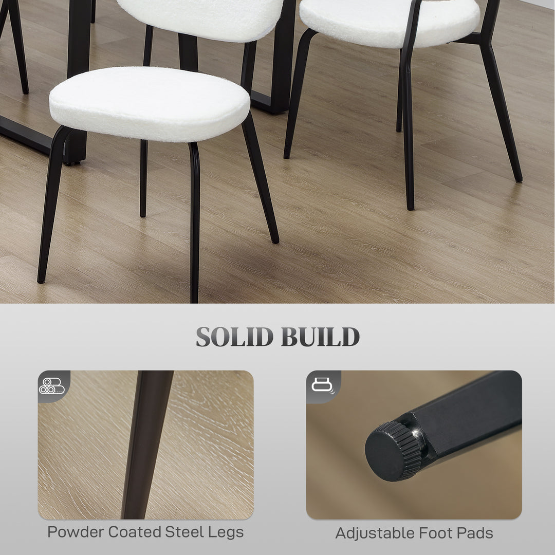 Set of Four Boucle Dining Chairs - White