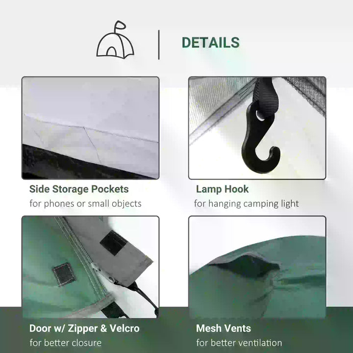 MCL Dome Tent for 3-4 Person Family Tent with Large Windows Waterproof Green