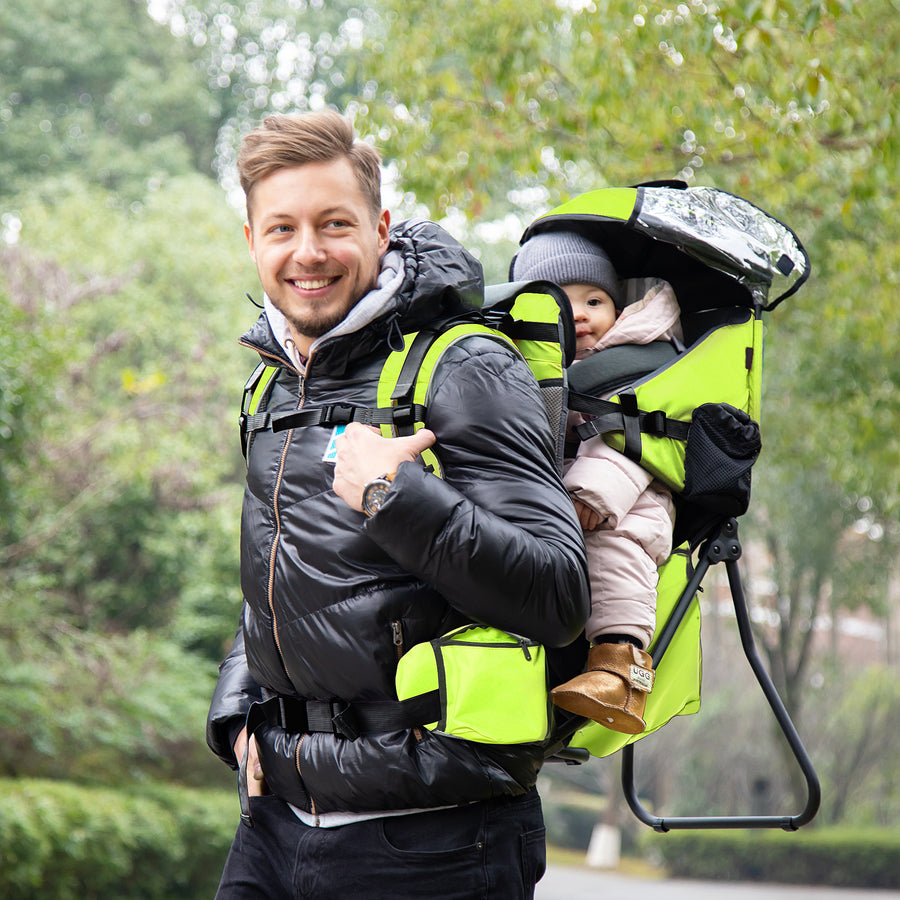 Baby Hiking Backpack Carrier Child Carrier with Ergonomic Hip Seat Detachable Rain Cover Adjustable Straps Stand for Toddler 6 - 36 Months Green