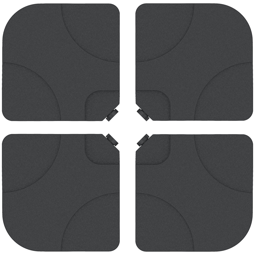 MCL 4 Pieces Parasol Base Stand Weights for Banana Hanging Cantilever Umbrella, Water and Sand Filled, Up to 72kg, Black