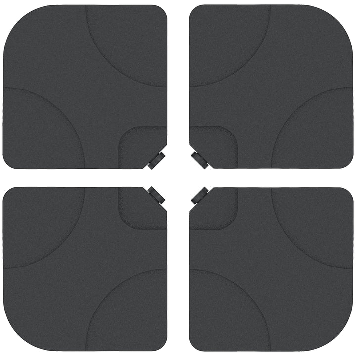 MCL 4 Pieces Parasol Base Stand Weights for Banana Hanging Cantilever Umbrella, Water and Sand Filled, Up to 72kg, Black