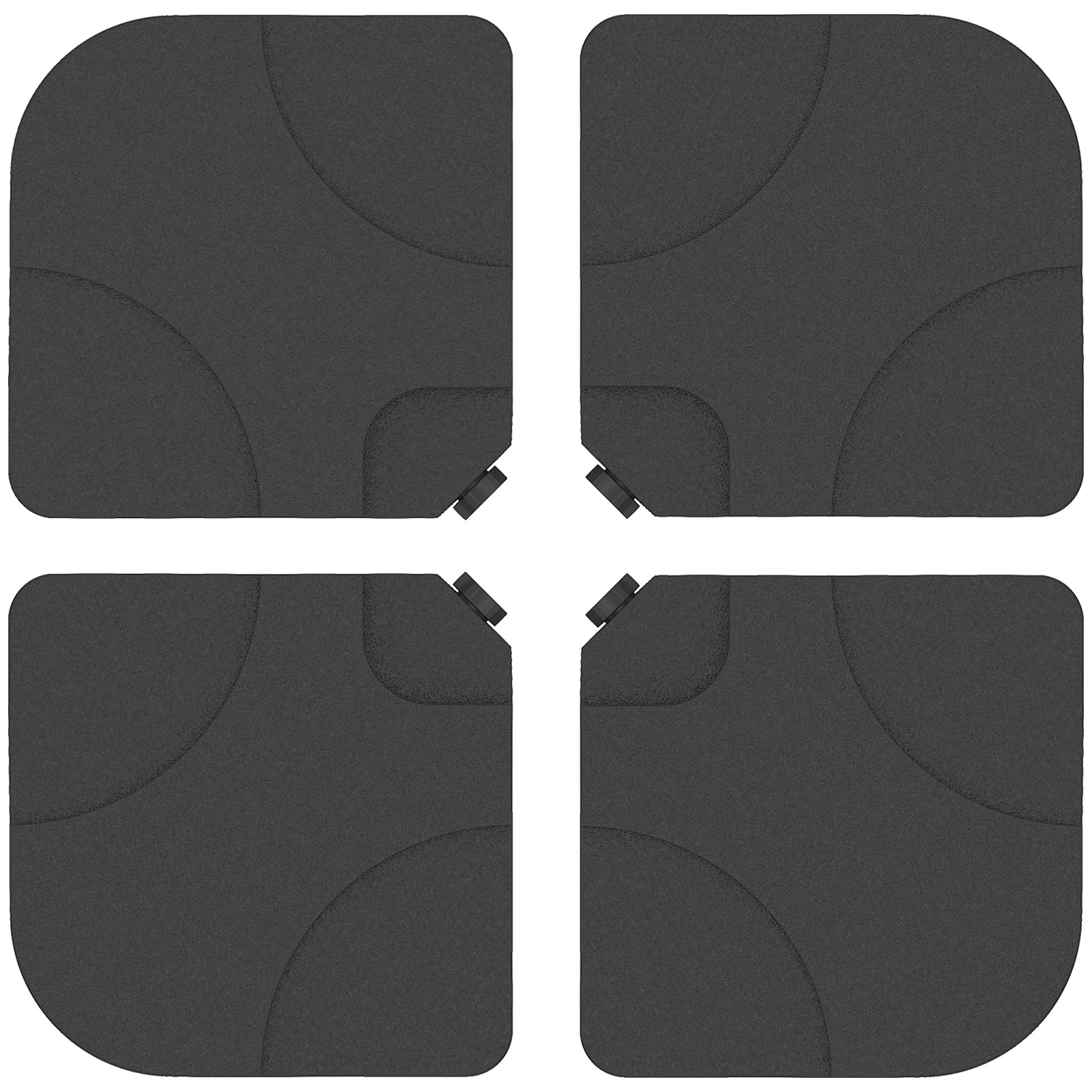 4 Pieces Parasol Base Stand Weights for Banana Hanging Cantilever Umbrella, Water and Sand Filled, Up to 72kg, Black