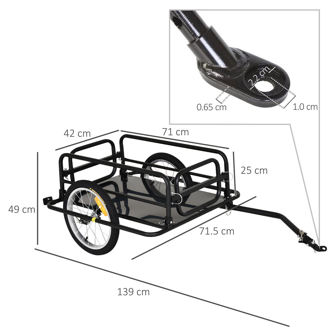 Bike Cargo Trailer in Steel Frame Extra Bicycle Storage Carrier with Hitch-Black