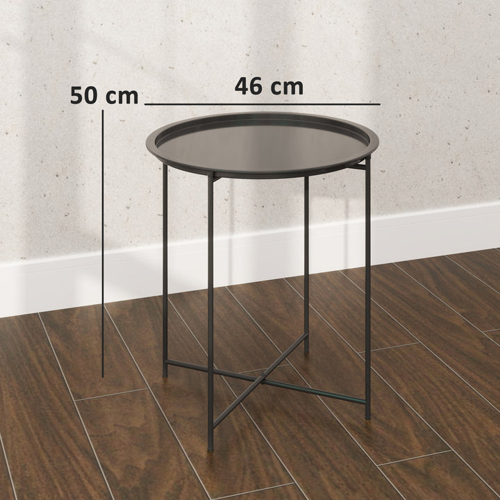 Steel Removable Tray Top Garden Table - Black