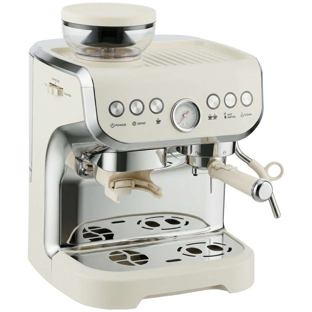 15 Bar Coffee Machine, with Adjustable Grind, Steamer and Accessories 