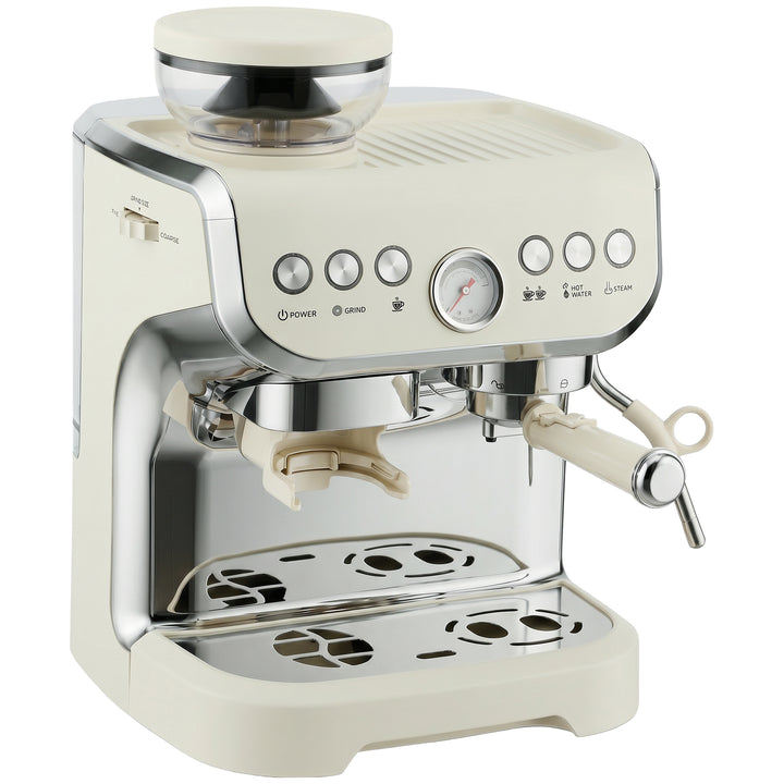 15 Bar Coffee Machine, with Adjustable Grind, Steamer and Accessories 