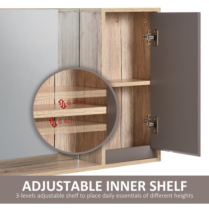 Bathroom Mirror Cabinet, Wall-Mounted Bathroom Cabinet with Mirror and Adjustable Inner Shelf, 57L x 14.2W x49.2H cm
