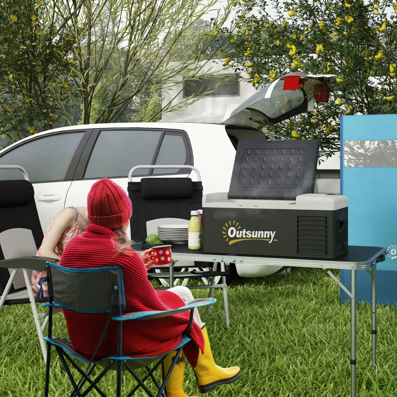16L Portable Car Fridge, -20℃ to 10℃ Adjustable Temperature - Black/Gr
