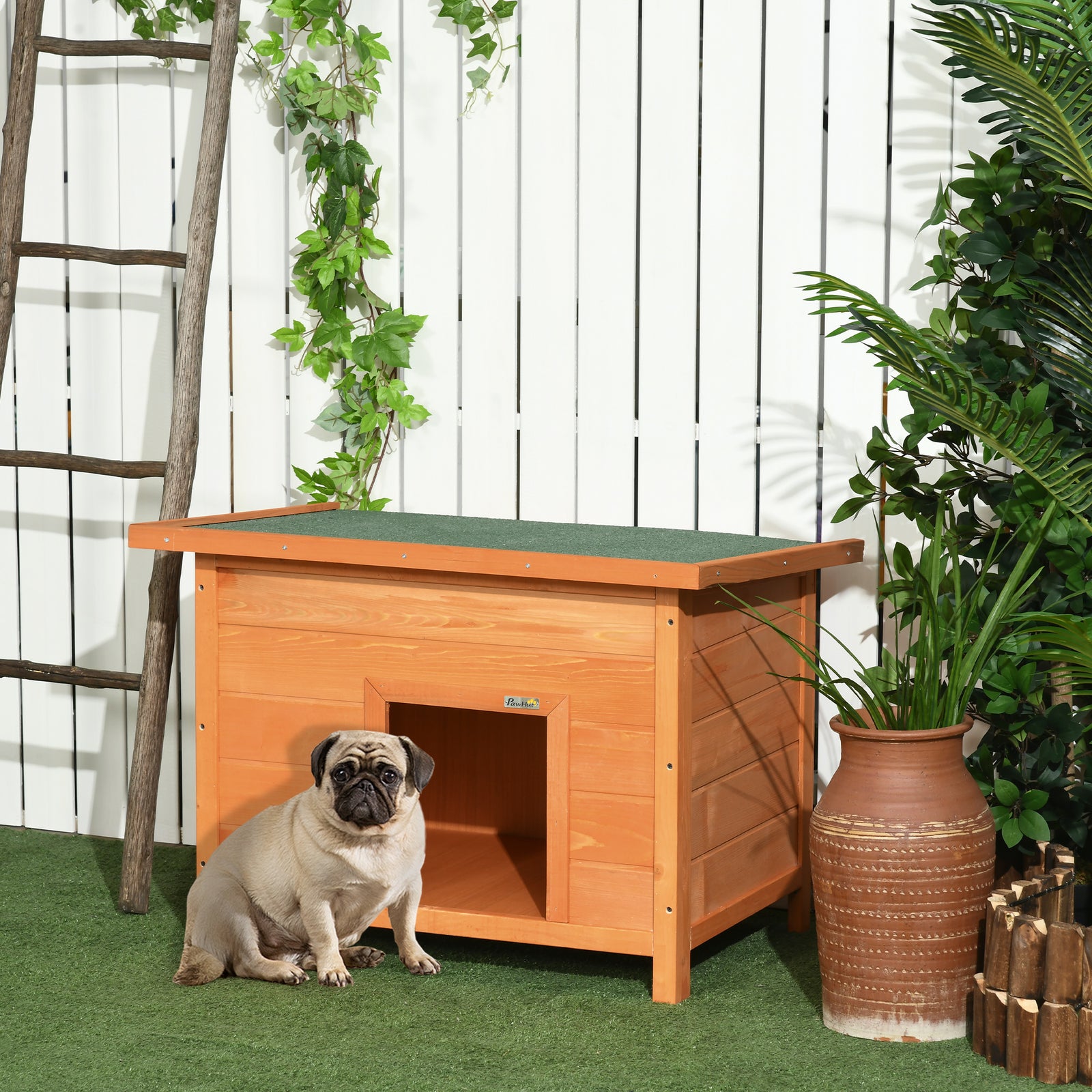 Wooden Dog Kennel Elevated Dog Pet House w/ Open Top 82W x 58D x 58H cm
