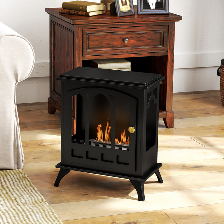 Ethanol Fireplace Stove, Freestanding Bioethanol Fire, Indoor Ethanol Burner with 0.9 Litres Volume, Burns for Up to 3.3 Hours, 21 Inch, Black