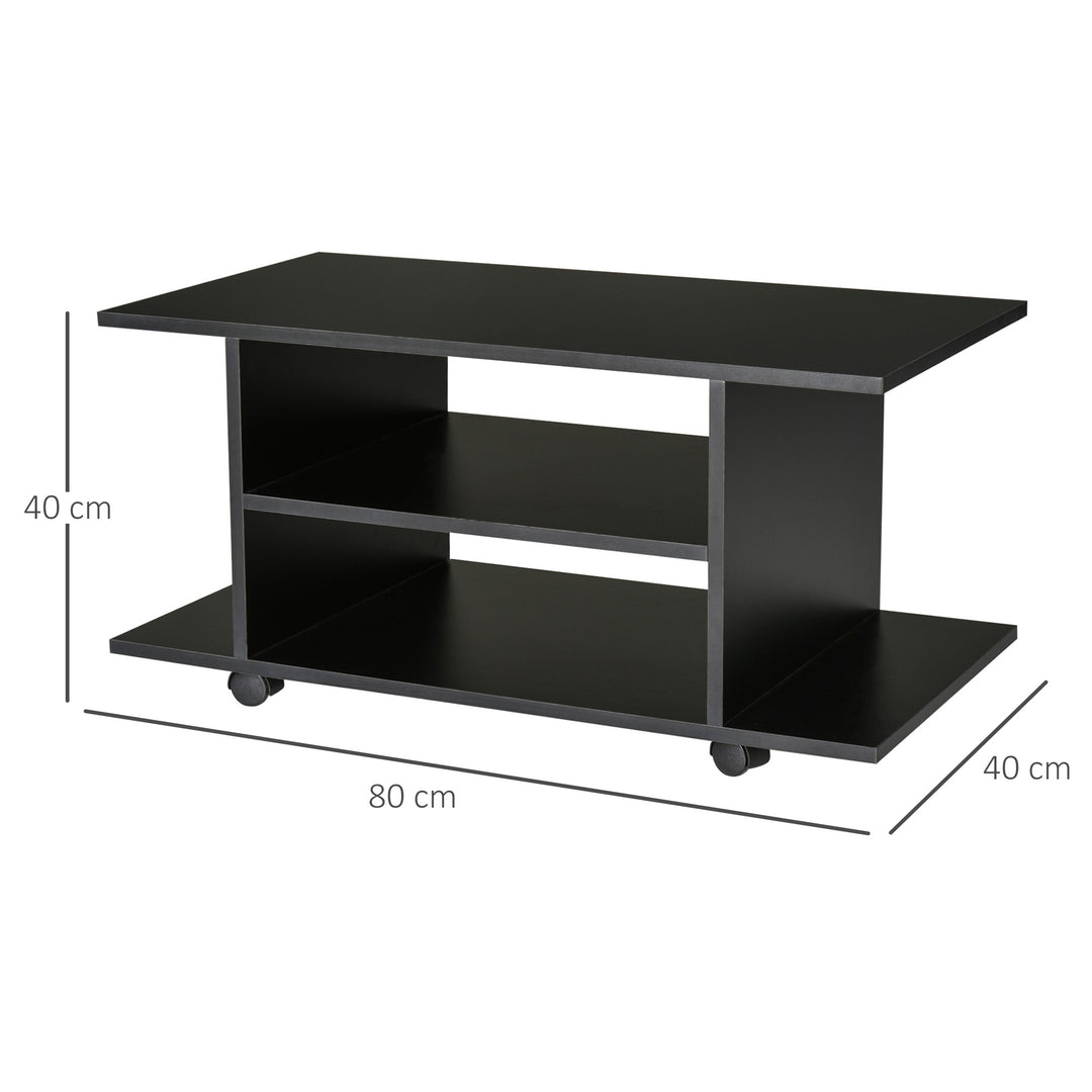 HOMCOM Modern TV Stand with Storage Shelves, Sleek Design for Living Rooms, Space-Saving, Black | Aosom UK