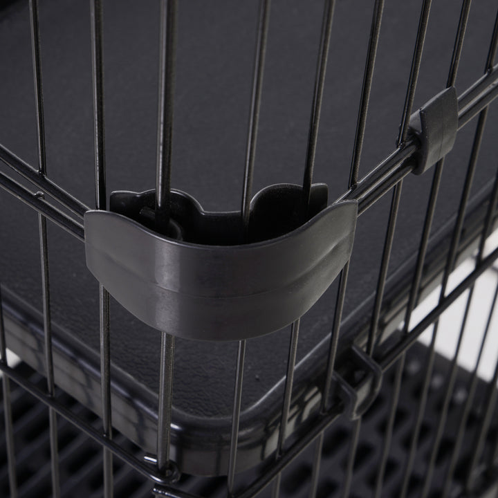 Four-Tier Small Animal Cage, for Bunnies, Ferrets, Chinchillas w/ Wheels, Tray - Black