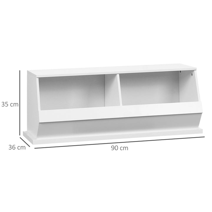 HOMCOM Display Storage Unit 2 Cube Cabinet for Living Room, Bedroom, Playroom, Closet with Dual Compartments, White | Aosom UK