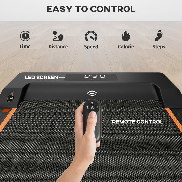 SPORTNOW 2.5HP Walking Pad, 1-6km/h Folding Treadmill with Remote Control and LED Display for Home Gym Office, Orange