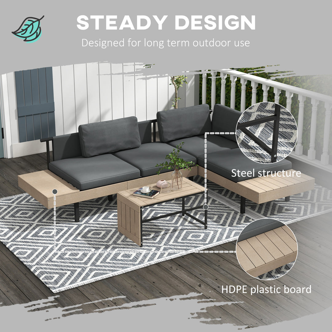 Three-Piece 'L' Garden Sofa Set - Grey