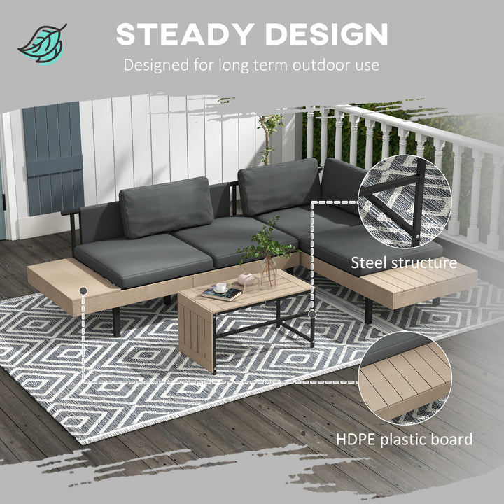 Three-Piece 'L' Garden Sofa Set - Grey