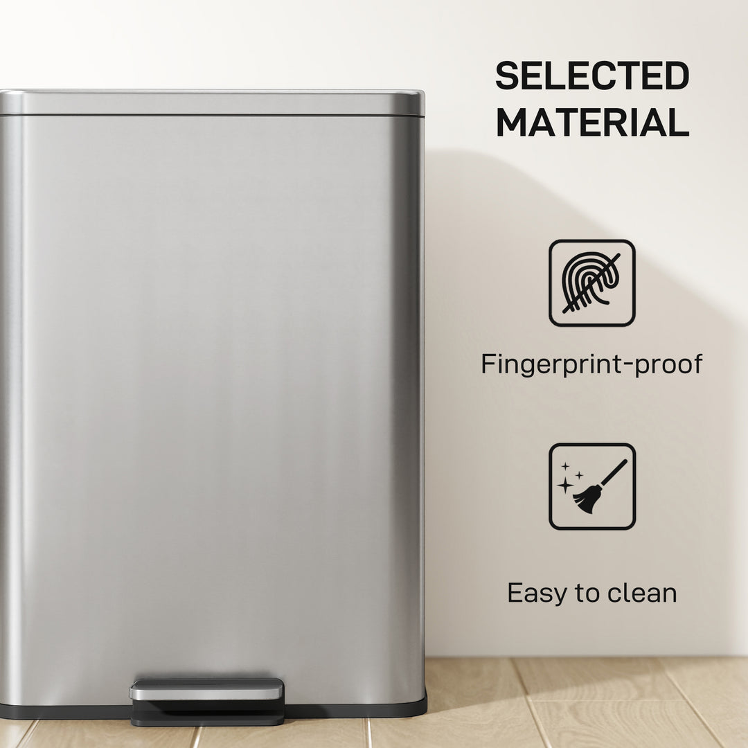 20L Kitchen Bin with Soft-Close Lid and Stay-Open Function, Stainless 