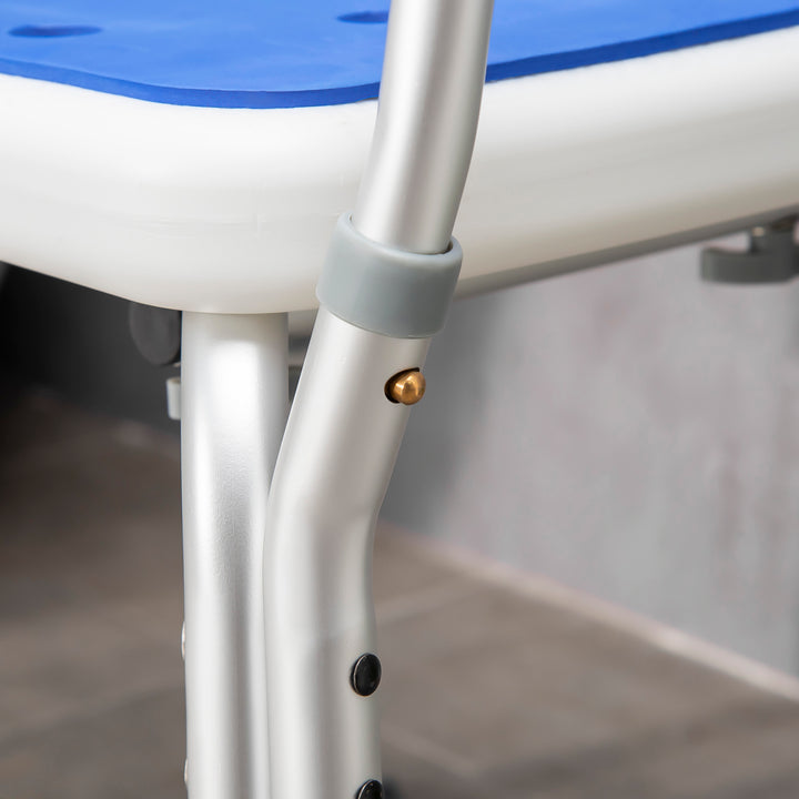 MCL EVA Padded Shower Chair for the Elderly and Disabled, Height Adjustable Shower Stool with Back and Arms, 4 Suction Foot Pads, Blue